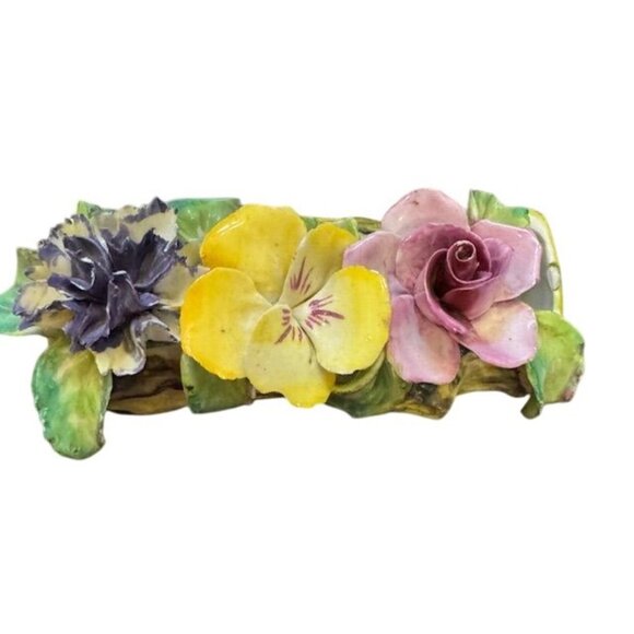 Thorley Bone China Floral Log Vase Figurine Made In England Vintage Collectible - Picture 2 of 8